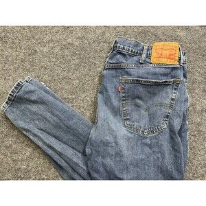 Levis 505 Jeans Mens 38x32 Blue Regular Fit Straight Leg Dark Wash Denim